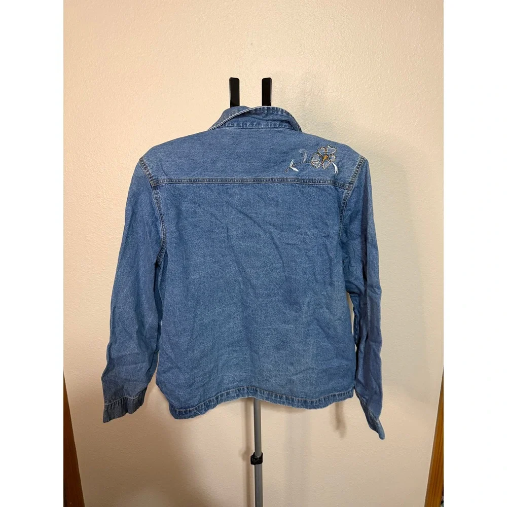 Vnitage White Stag Womens XL Embroidered‎ Denim Jacket Stone Floral Paisley Blue
